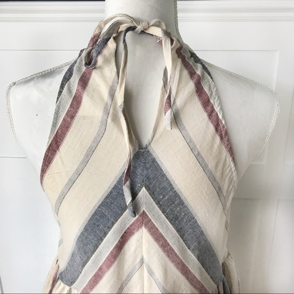 Striped Natural Cotton Halter Dress w/Pockets - Picture 7 of 8